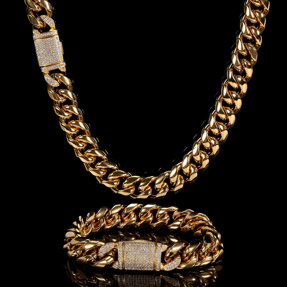Cuban Link Chain 12Mm - Colar de corrente cubana masculina Miami