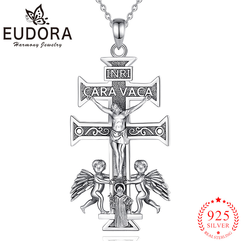 925 Sterling Silver Chain Necklace Men - Eudora-925 Sterling Silver Jesus Cruz Colar