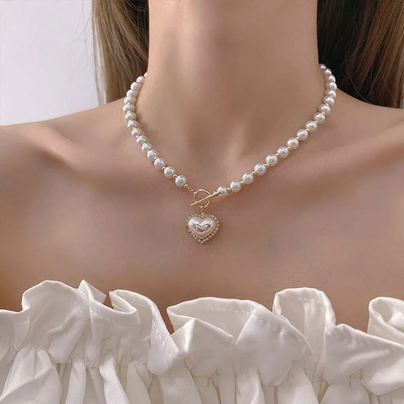 Pearl Choker Necklace Vintage - Novo vintage imitação de pérola gargantilha