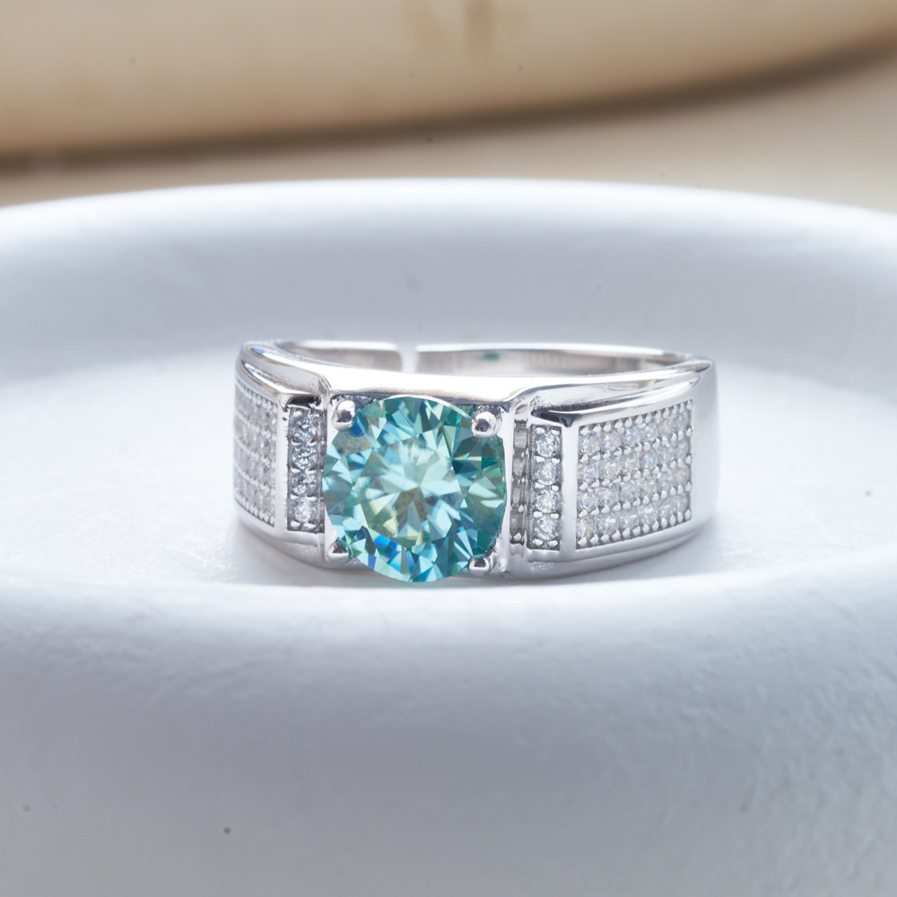 Moissanite Engagement Ring 1 Carat - 925 Sterling Silver Moissanite Anel Masculino,