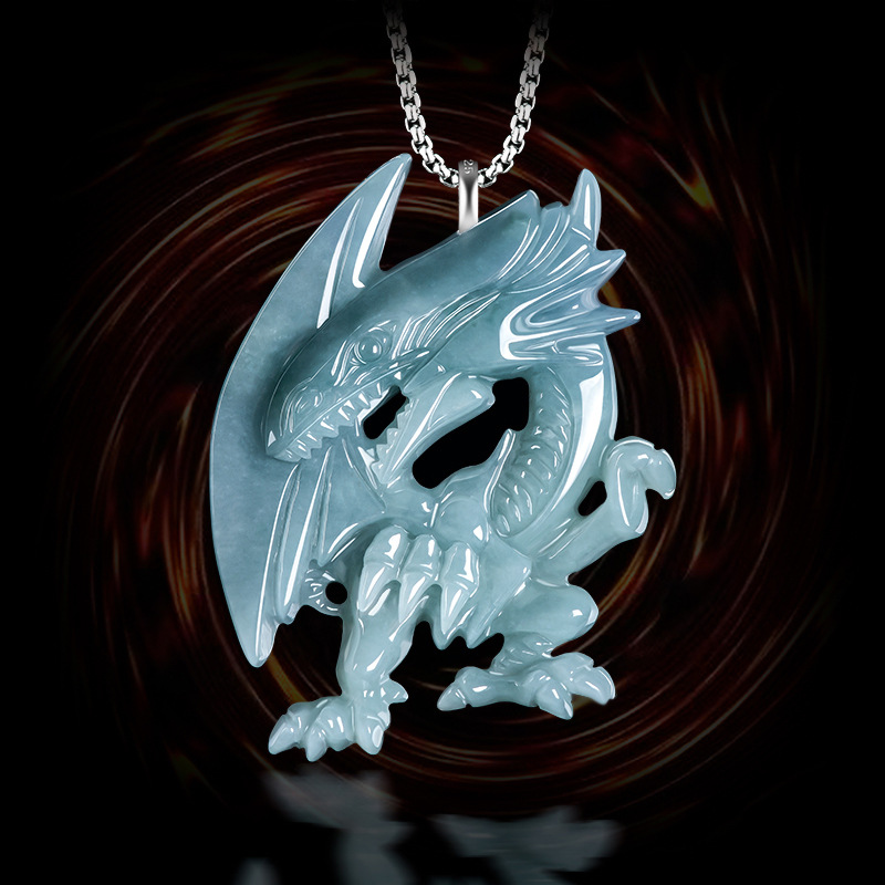 Necklaces - Azul myanmar jadeite dragão pingente colar