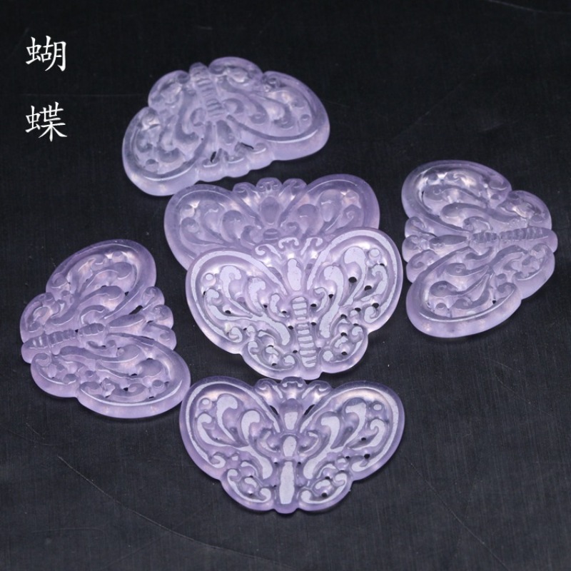 Earrings - 2pc natural roxo jade oco para