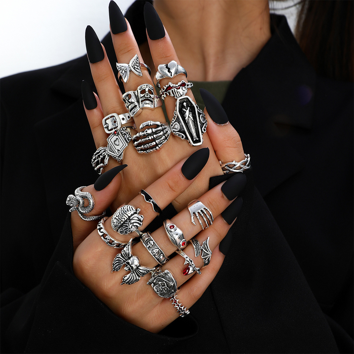 Vintage Punk Knuckle Rings Set - Conjunto de 23 anéis geométricos punk