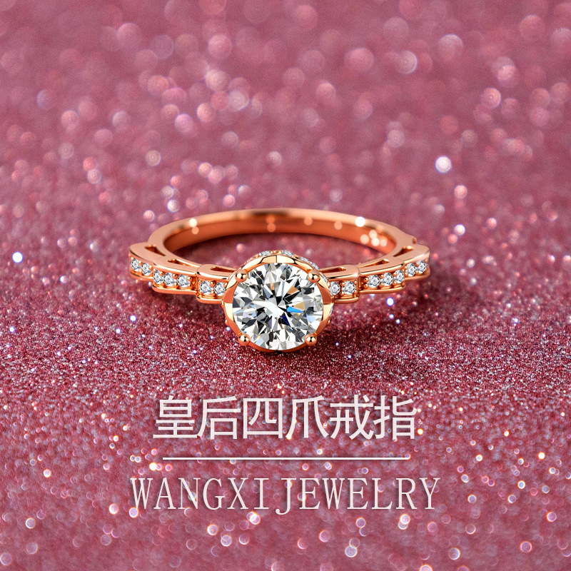 Moissanite Engagement Ring 1 Carat - Anel de Buquê de Quatro Garras