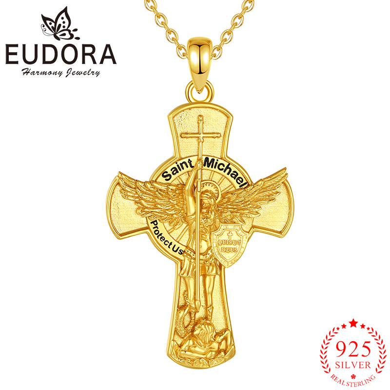 925 Sterling Silver Chain Necklace Men - Eudora St. Michael Arcanjo Colar 925