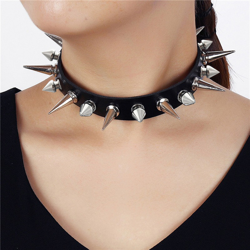 Goth Punk Spike Choker - Colar Gargantilha Punk Longo com Espinhos,