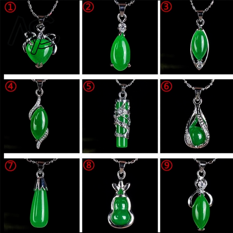 Necklaces - 925 prata chinês verde jade gota