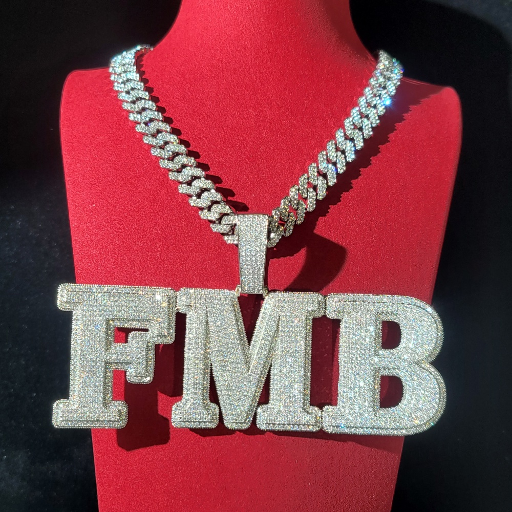 Cuban Link Chain 12Mm - Pingente Personalizado com Letras e Números