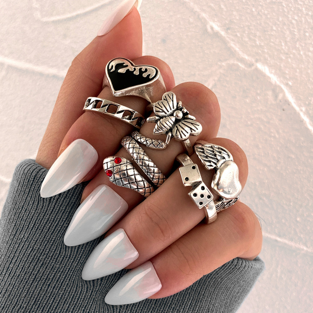 Vintage Punk Knuckle Rings Set - Conjunto de 6 anéis de dedo