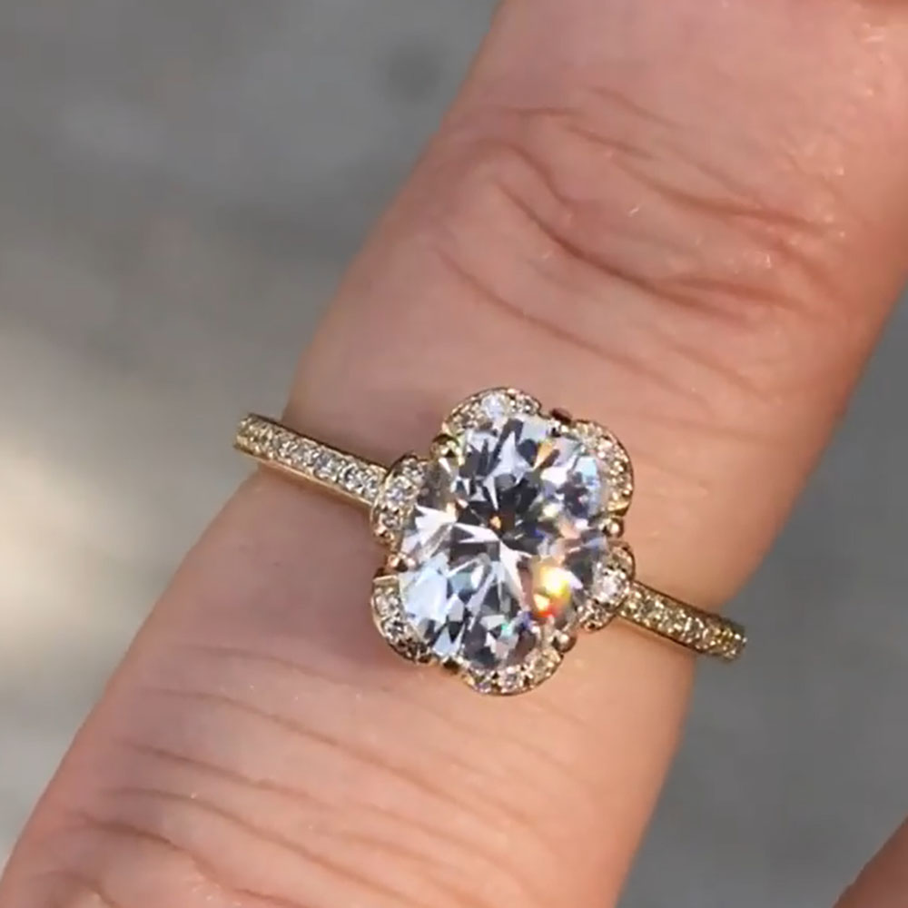 Personalizado sólido 14k ouro  - Moissanite Engagement Ring 1 Carat avaliação e preço