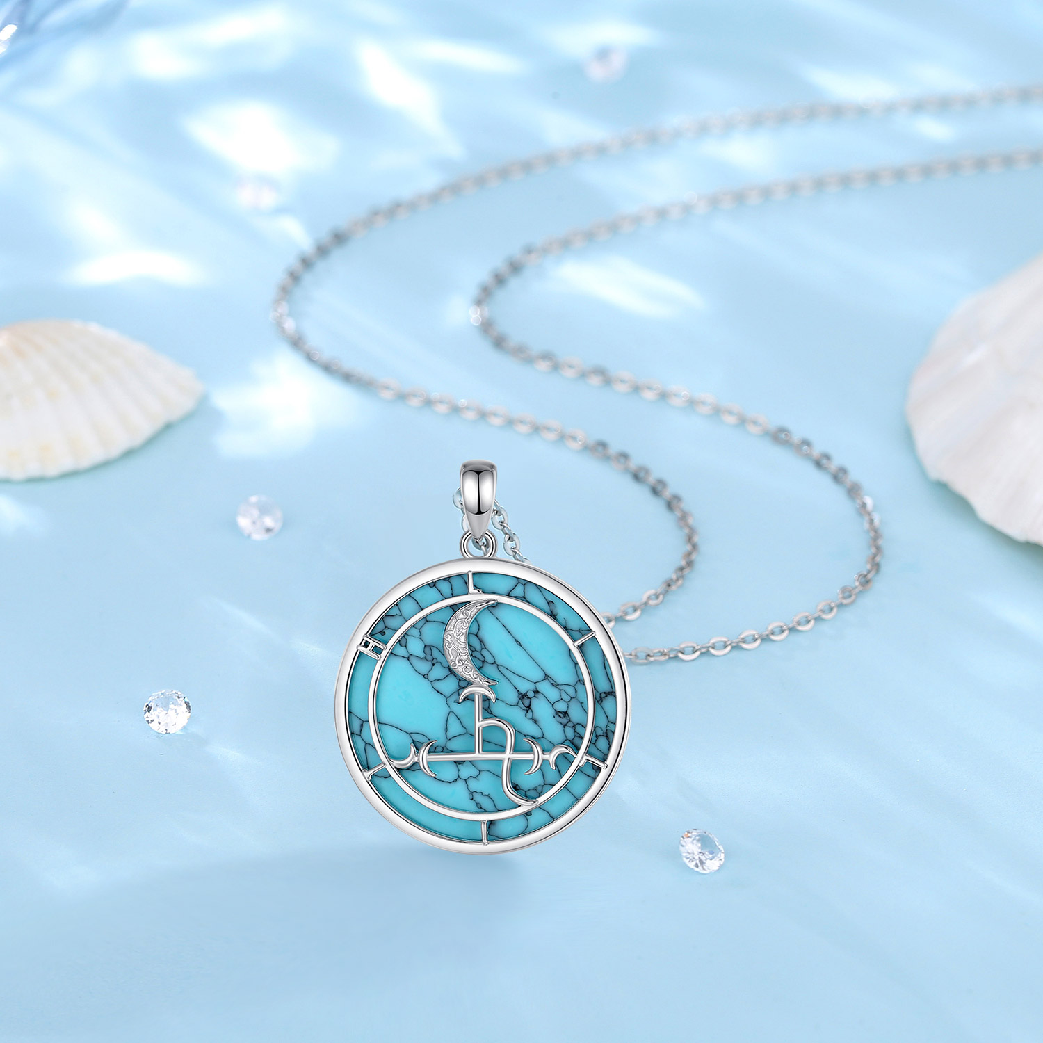 Eudora Lilith Colar Lua para H - 925 Sterling Silver Chain Necklace Men avaliação e preço