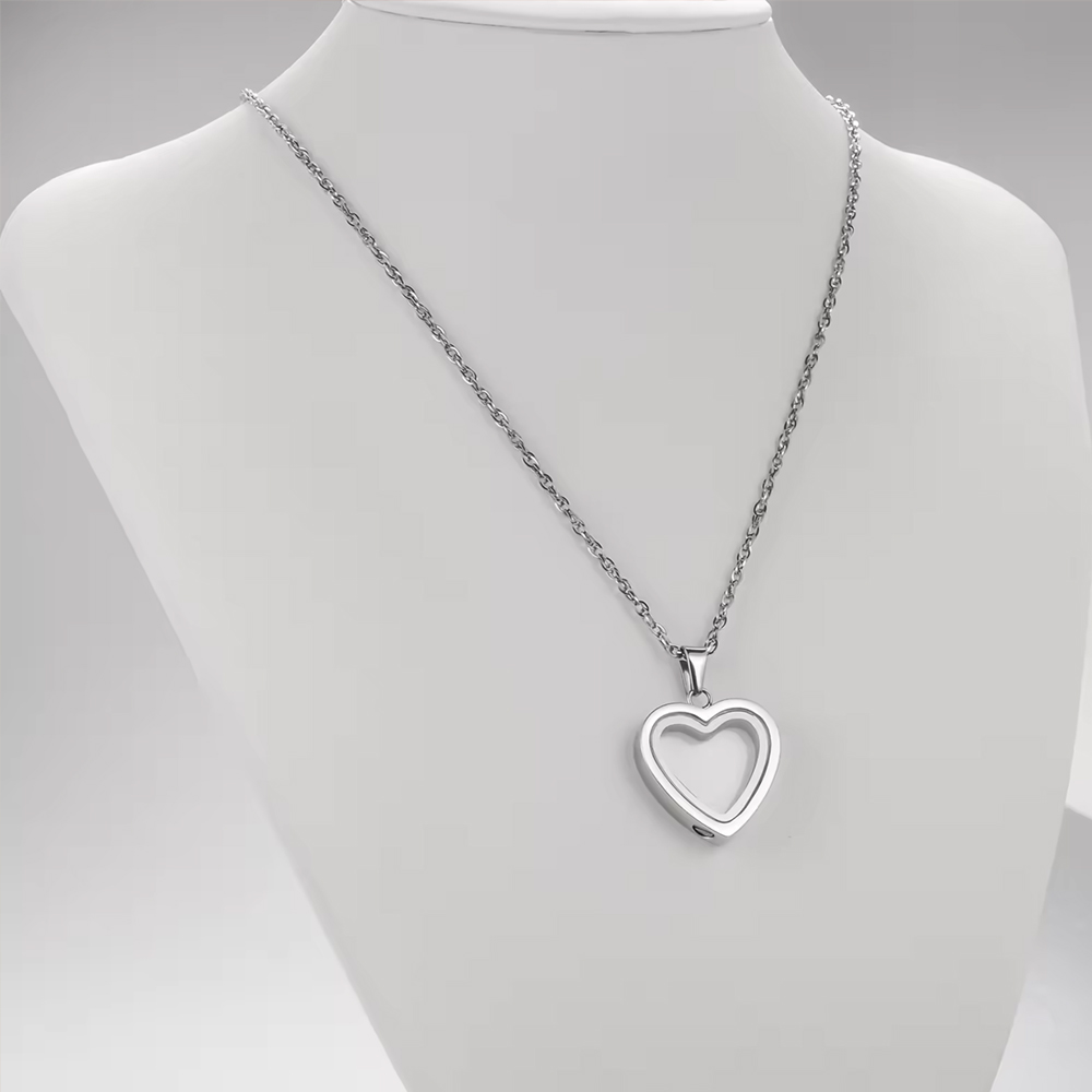Colar de jóias de cremação de  - Heart Locket Necklace Photo avaliação e preço