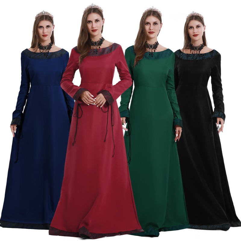 Vestido longo medieval feminin - Necklaces avaliação e preço