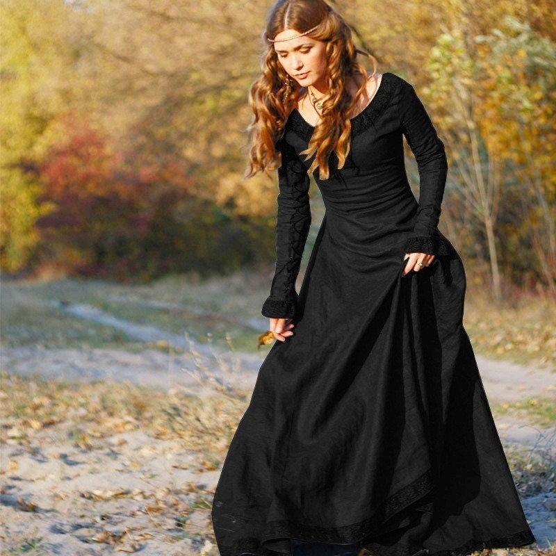 Vestido longo medieval feminin - Necklaces avaliação e preço