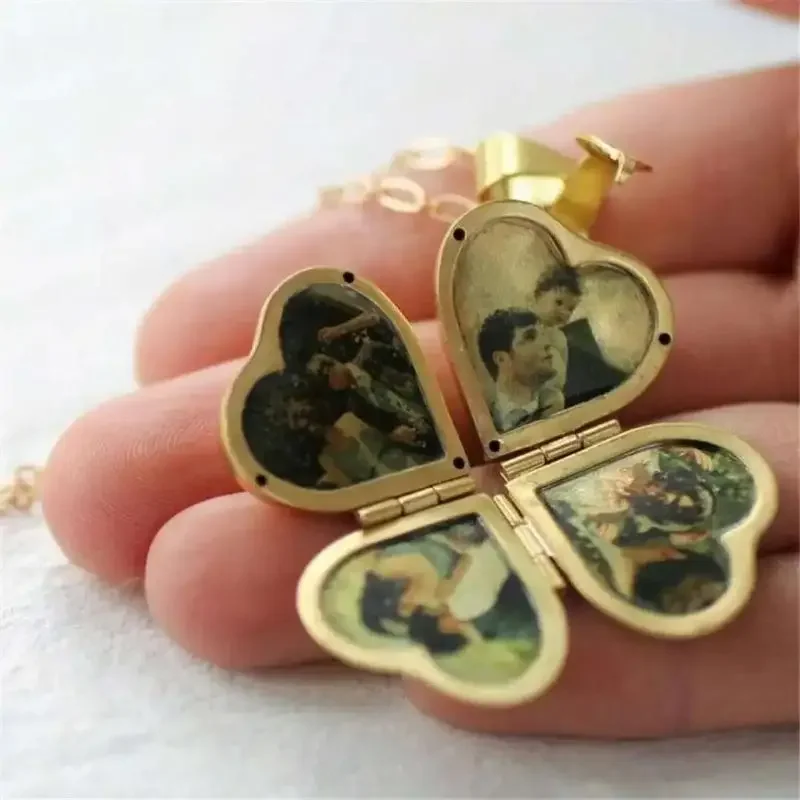 Colar vintage dobrável multica - Heart Locket Necklace Photo avaliação e preço