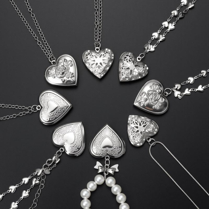 Colar Gótico Vintage com Pinge - Heart Locket Necklace Photo avaliação e preço