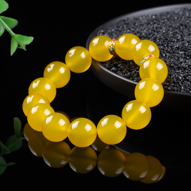 Jade, cor âmbar-amarela, desig - Bracelets avaliação e preço