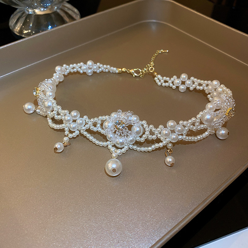 Luxo vintage pérola gargantilh - Pearl Choker Necklace Vintage avaliação e preço