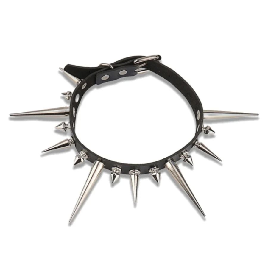Goth longo pico gargantilha pu - Goth Punk Spike Choker avaliação e preço