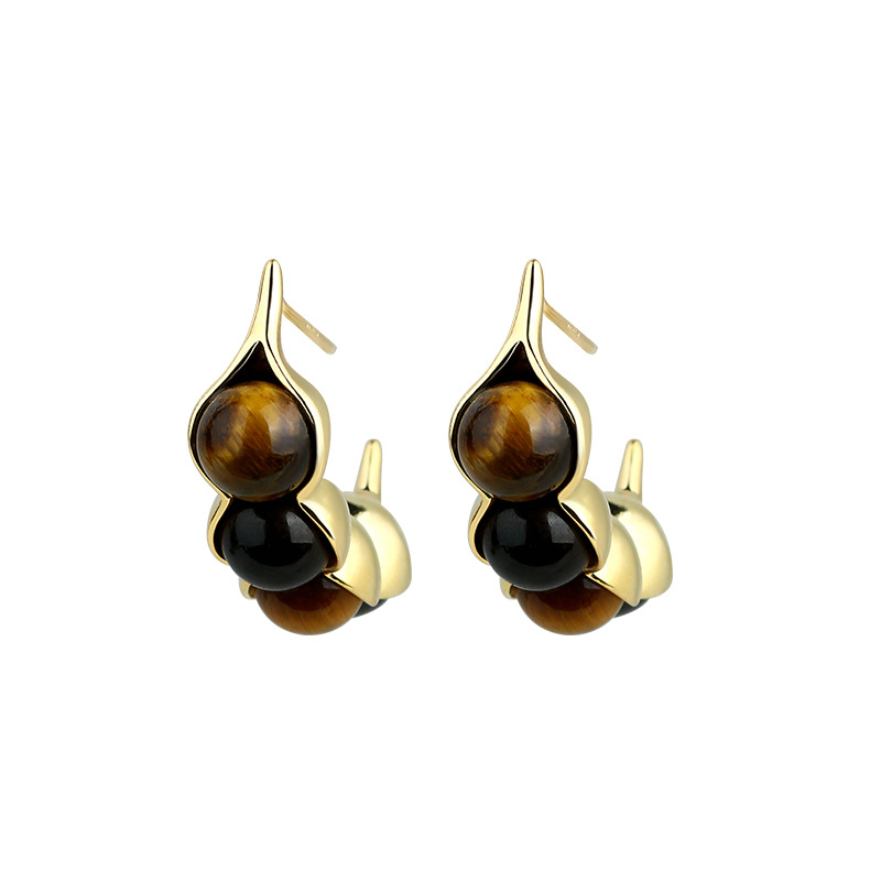 Olho de tigre pod brincos pedr - Earrings avaliação e preço