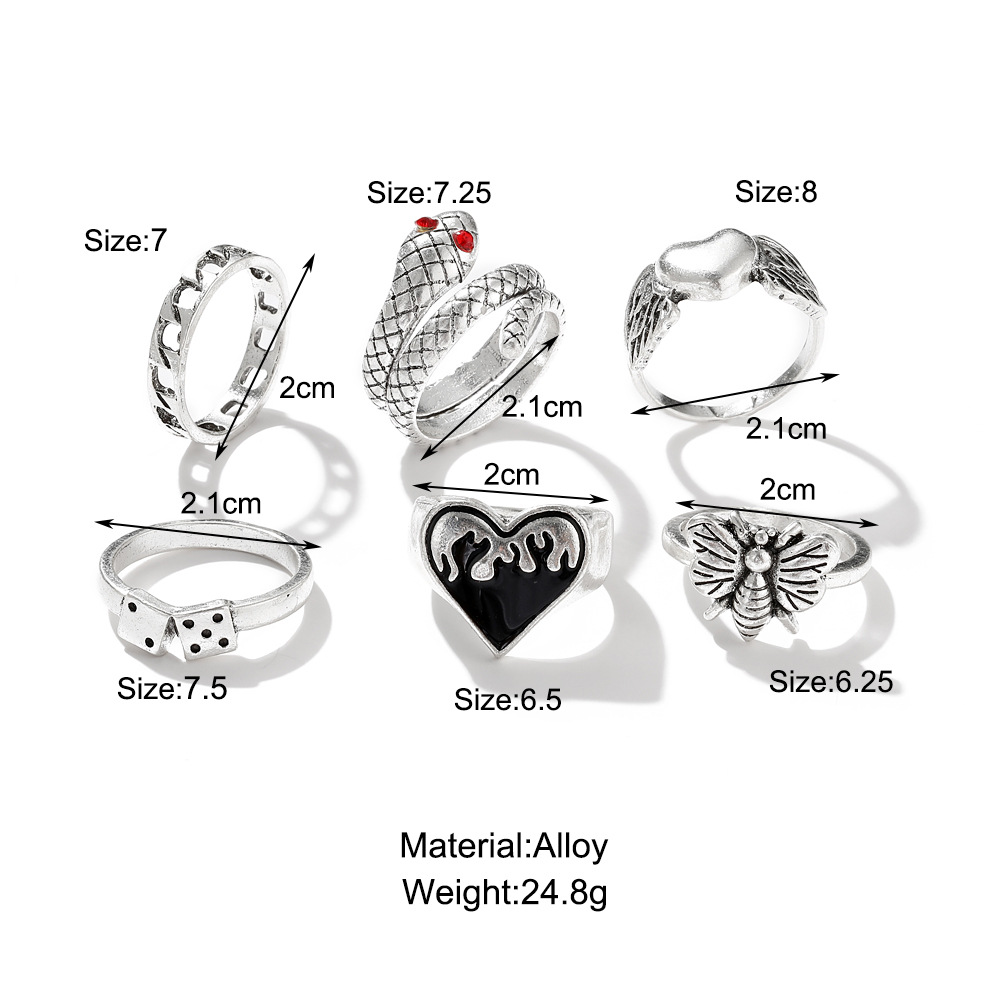 Conjunto de 6 anéis de dedo co - Vintage Punk Knuckle Rings Set avaliação e preço
