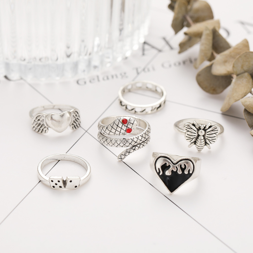 Conjunto de 6 anéis de dedo co - Vintage Punk Knuckle Rings Set avaliação e preço